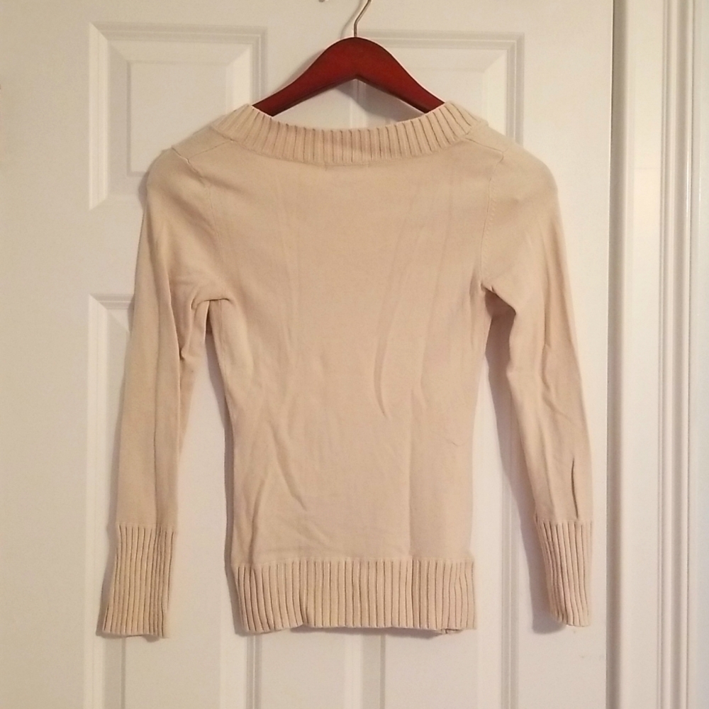 Forever 21 V-Neck Sweater, Ivory/Cream, Small - Picture 3 of 3